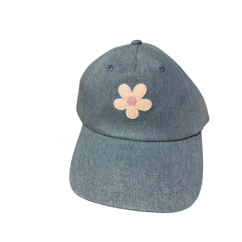 Carters 4-7 girls baseball hats pony tail hole adjustable pink & denim chambray